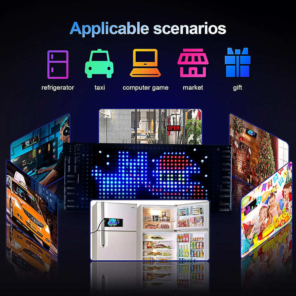 Light Sign for Car, 6.7''x2.7'' Programmable Flexible LED Matrix Panel, Bluetooth APP Control Custom Text Pattern Animation Scrolling LED Display for Car Windshield