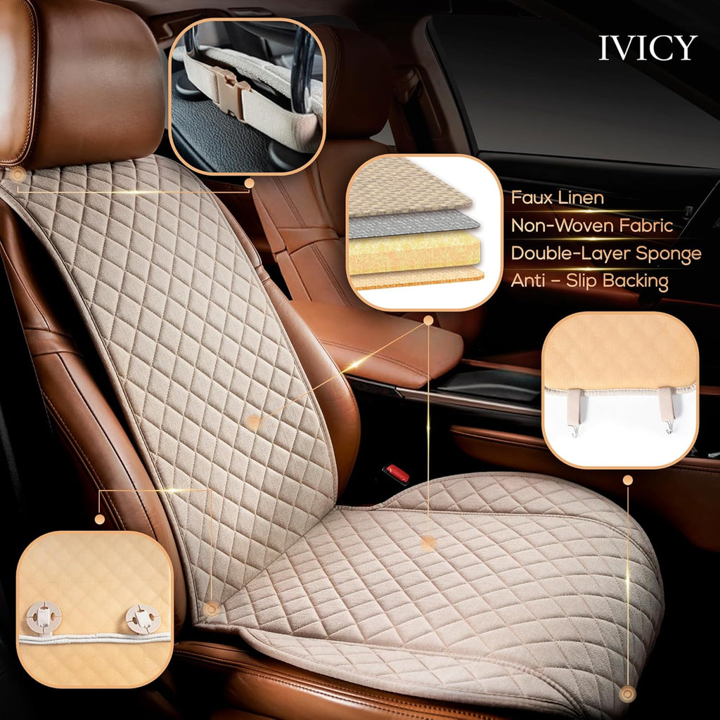 ivicy faux linen front car seat cover, seat shown in use