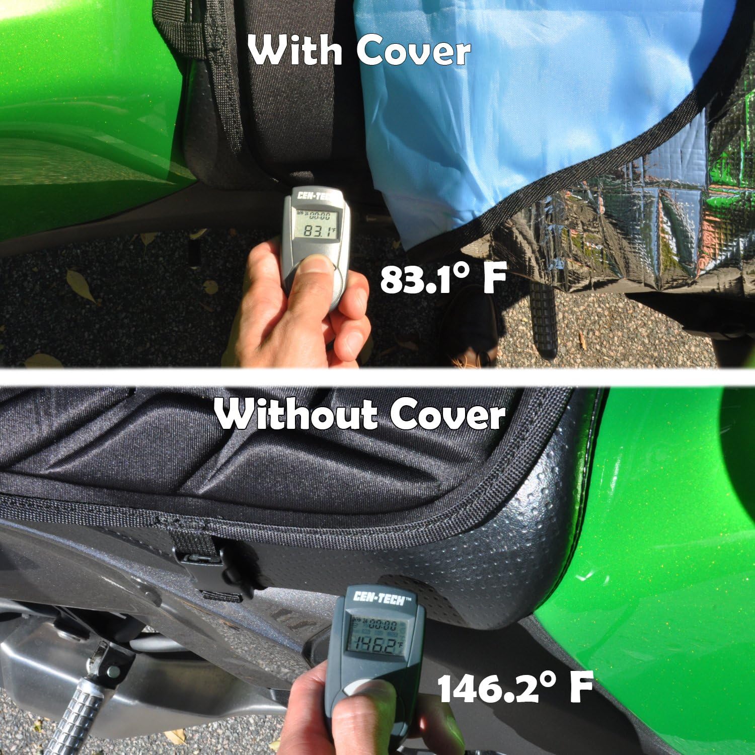 Sun Reflective Motorcycle Seat Cover Waterproof and Light Resistant Protection | Heat Resistant Shield for a Cooler Motorbike Seat | Compact with Nylon Drawstring Bag