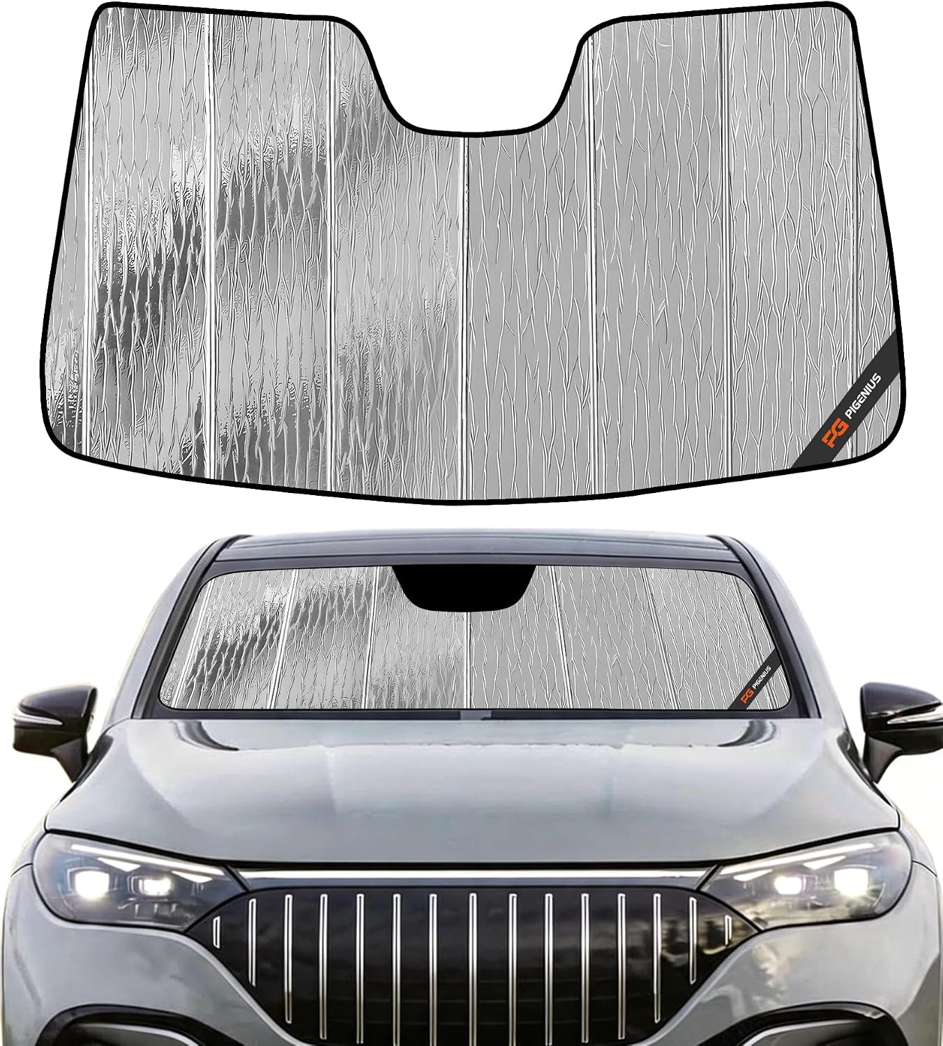 Pigenius Windshield Sun Shade for Mercedes-Benz EQE SUV 2023-2026 Front Window Sunshade - AstraGuard