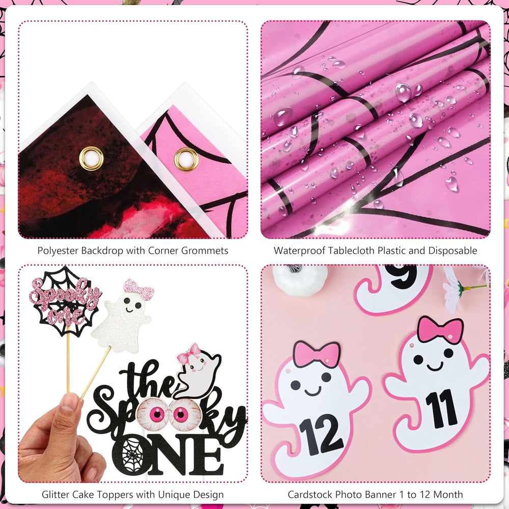 Pink Spooky One Birthday Decorations Girl Halloween 1st Birthday Kit