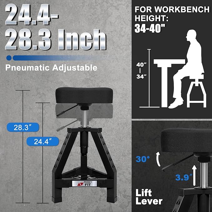 Adjustable Shop Stool, Garage Mechanic Stool Chair, Work Seat - Image 2