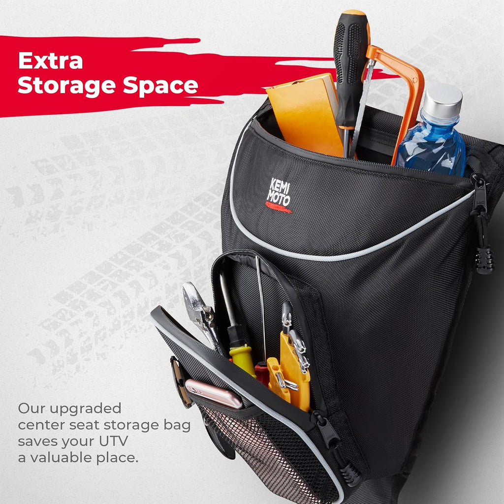 KEMIMOTO UTV Center Storage Bag 1680D High-Density Cab Pack Center Seat Bag | Compatible with Polaris RZR XP 1000 Turbo S 900 570 800 2014-2023 Storage Accessories with Multiple Pockets Easy Install