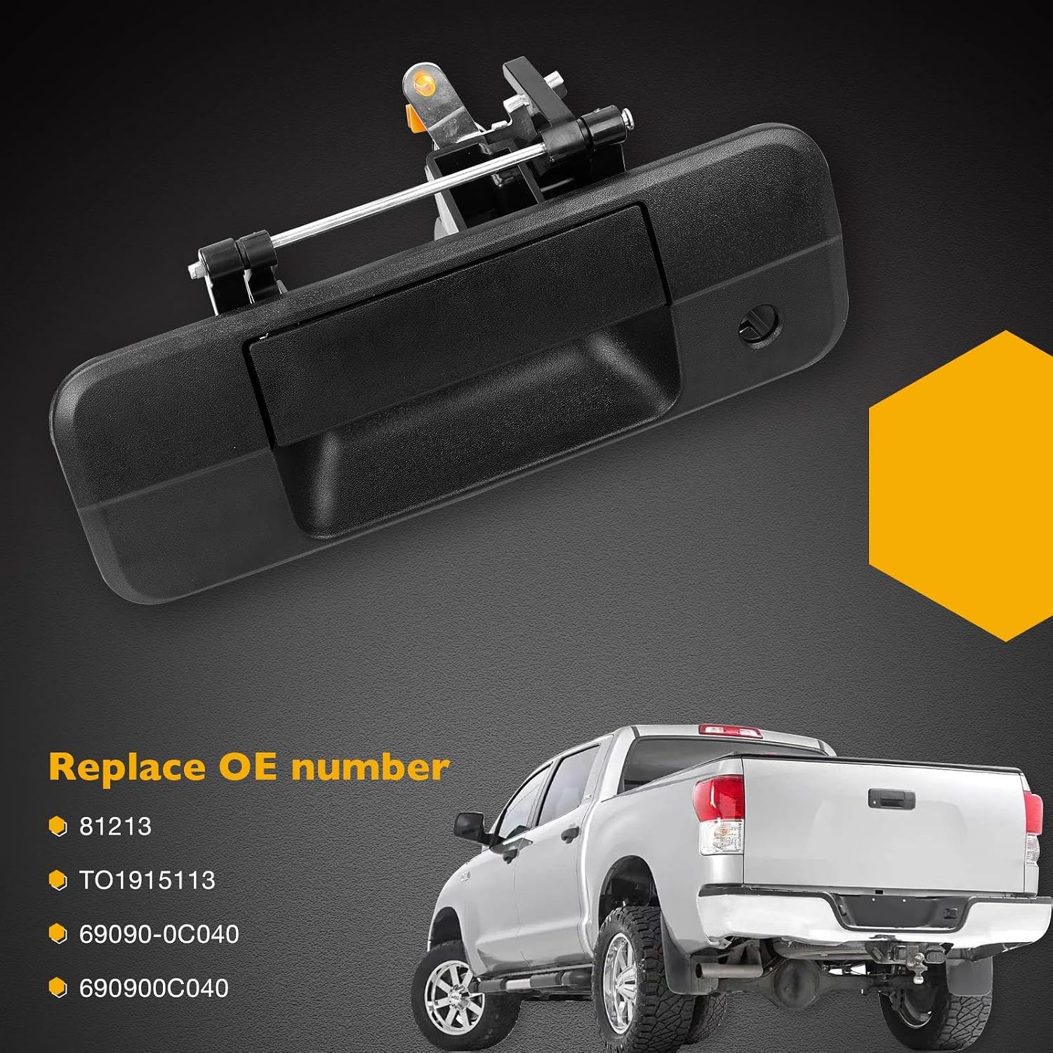 Gledewen Tailgate Handle Liftgate Latch Handle with Keyhole | for 2007-2013 Toyota Tundra | Replaces# 69090-0C040, 690900C040, 81213