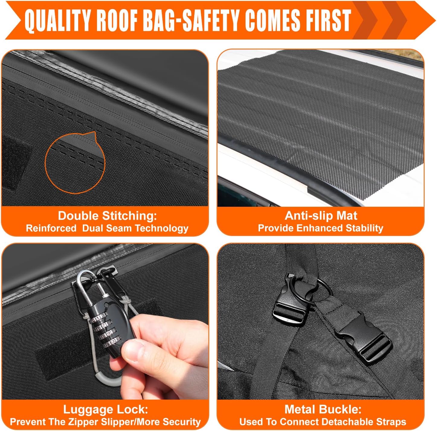Sailnovo Rooftop Cargo Carrier Roof Bag, 20 Cubic feet Soft Waterproof Car Roof Bag fit Cars with/Without Rack, 6 Tie-Down Straps, 6 Door Hooks, Foldable Car Top Carrier for Road Trip Camping Travel