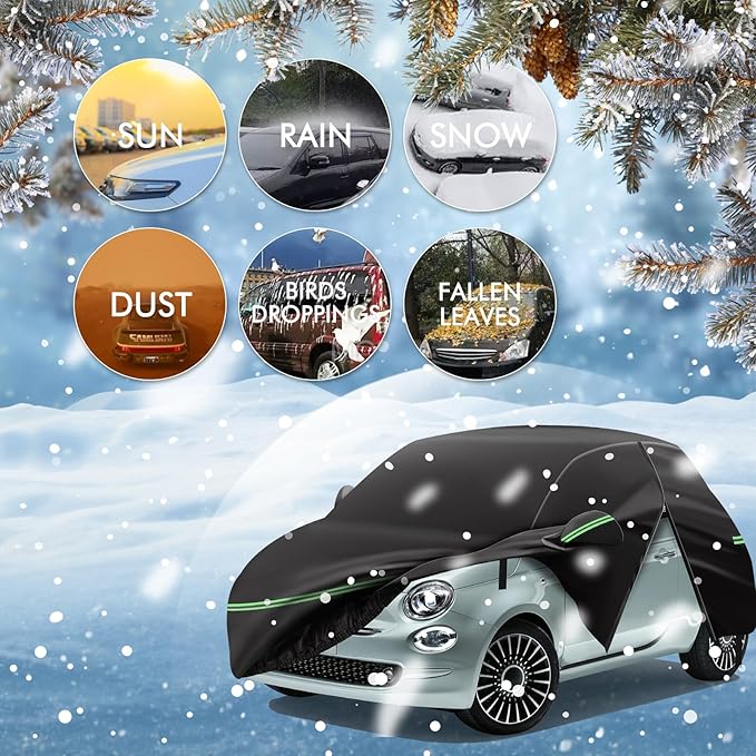 Replace for 2007-2023 Fiat 500/500C Car Cover 210D Outdoor Waterproof UV Snow - Image 8
