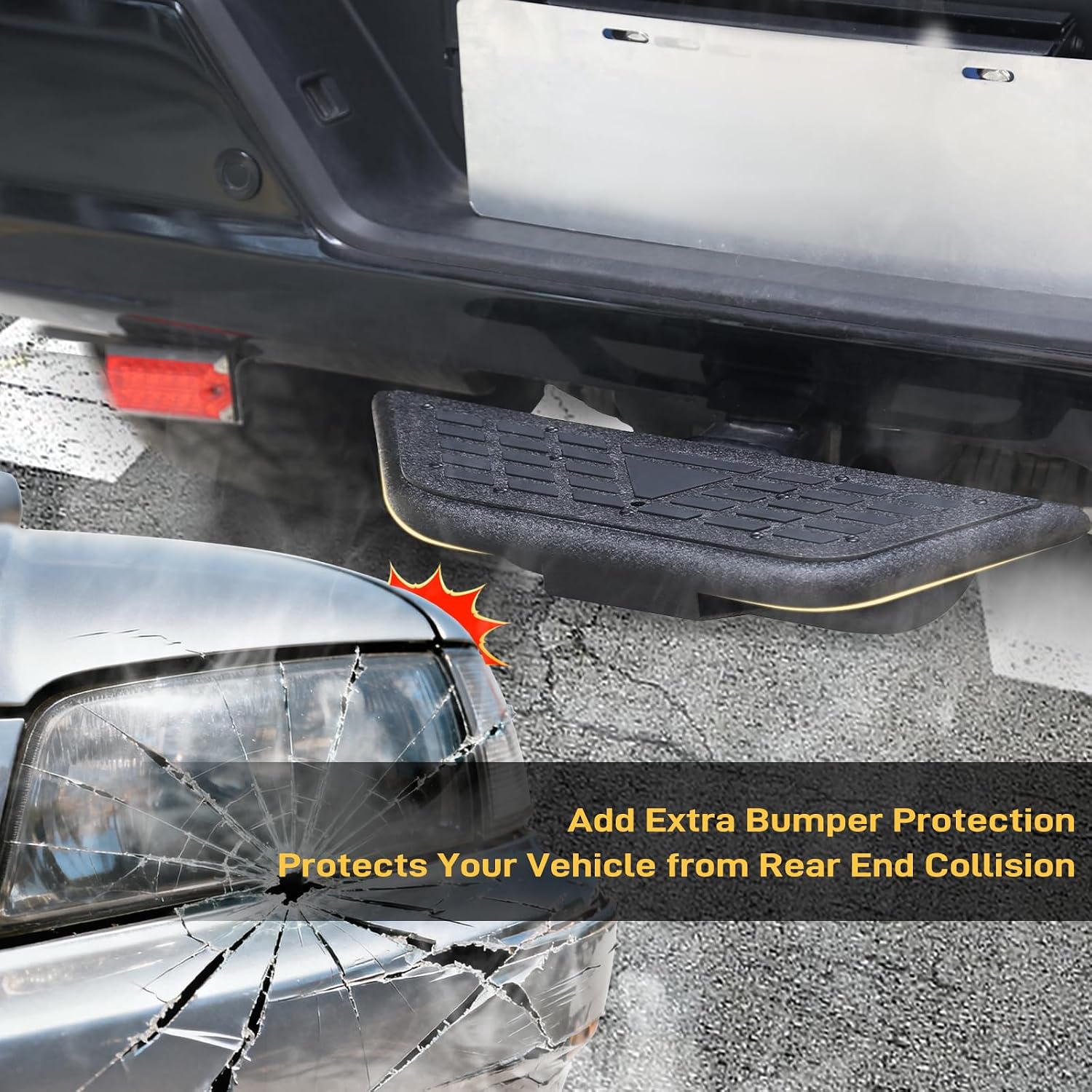 Universal Hitch Steps for Pickup Truck - Anti-Slip Solid Trailer Hitch Step for 2 Inch Receiver Hitch Accessories Rear Bumper Guard Protector for Car SUV ATV Upgraded Textured Black with Pin Lock