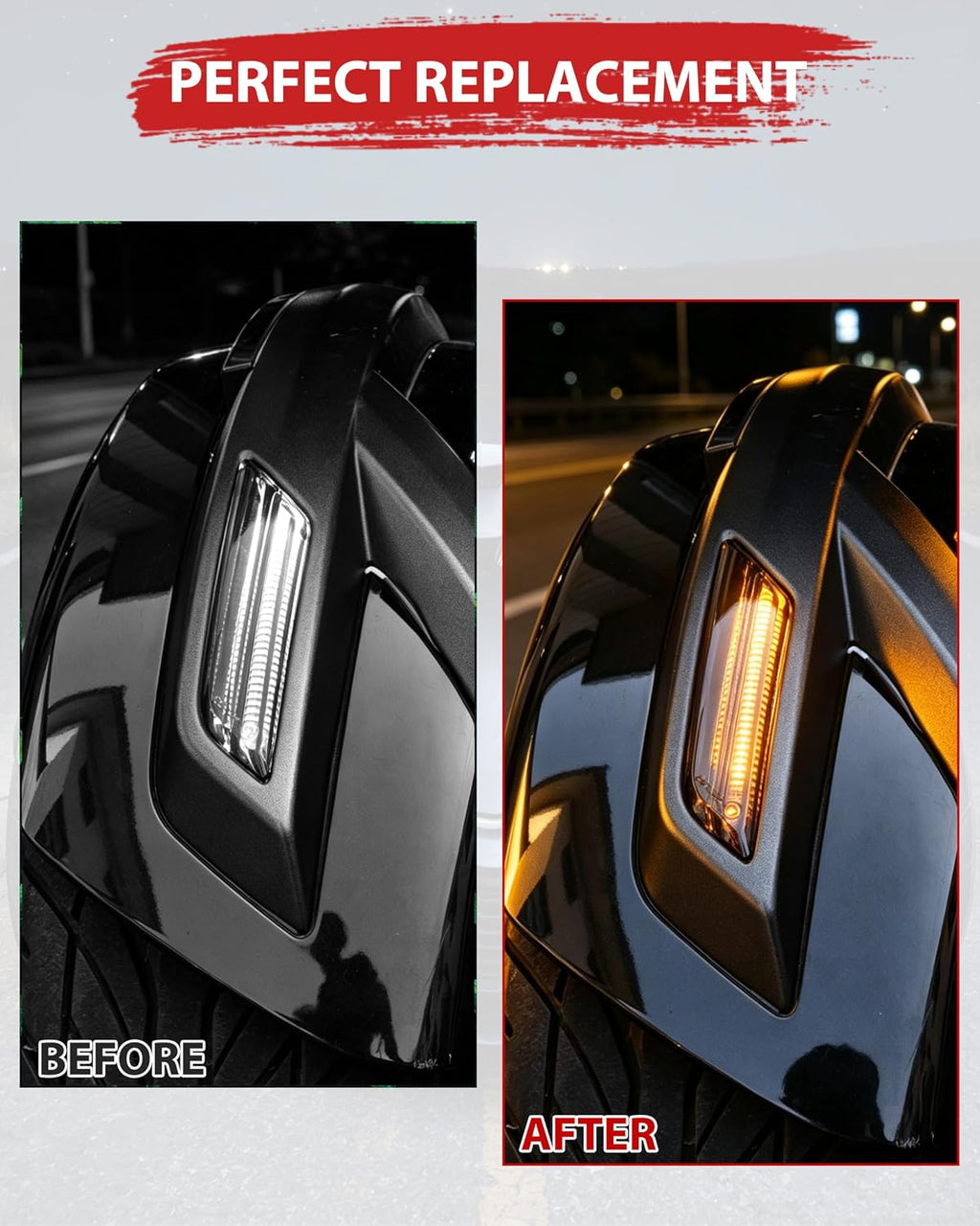 SAUTVS LED Front Fender Lights for Spyder, Smoked Black Fender Reflectors Wheel Lights with Turn Signals for Can-Am Spyder F3 F3-S F3-T RT RT-S LIMITED 2013-2018 Accessories (2PCS)