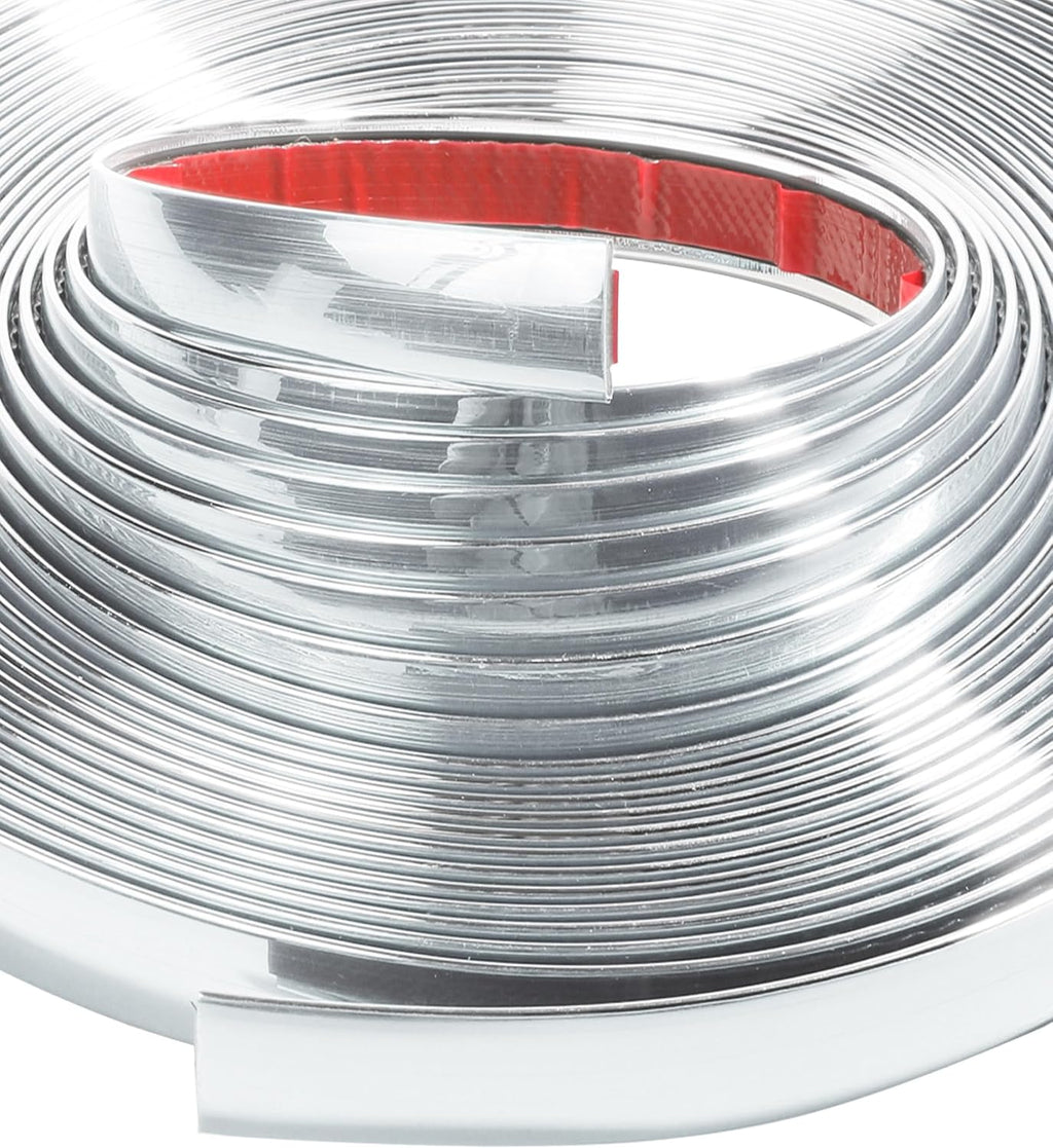 25FT Chrome Trim,Chrome Trim Molding,Car Accessories Chromes Strips for Cars,Body Side Molding Trim,Chromes Trim Tape,1/2" Automotive Trim Molding for Used on Car Bumpers,Sides,Door,Roofs