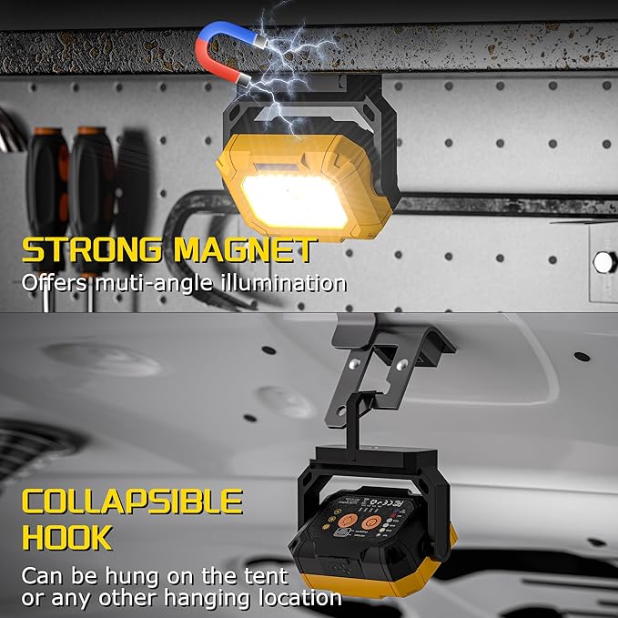 2 Pack Magnetic Work Light, 1500LM led work light, 4000mAh Rechargeable Work - Image 5