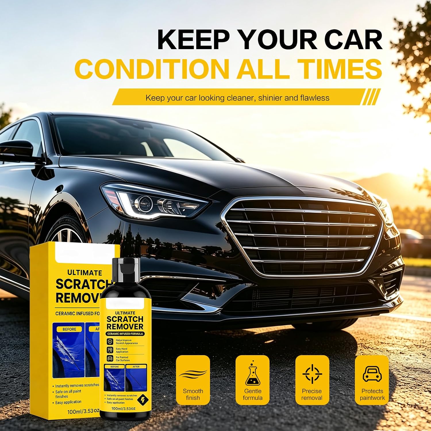 Nano Scratch Remover, Plastic Polish Scratch Remover, Deep Car Scratch Remover Kit, Quick Repair Scratches and Restore Shine for Car 2pcs