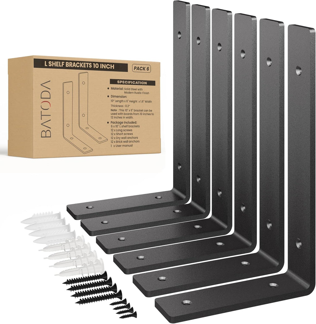 batoda 10" l heavy duty l shelf bracket, main product view