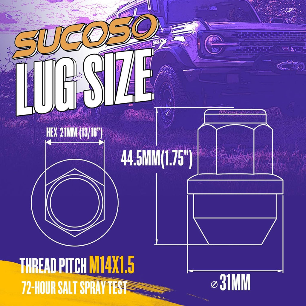 SUCOSO 14x1.5 Lug Nuts for F150, OEM Stock Solid One Piece Design Wheel Lugnuts for 2015-2023 Ford F-150 Expedition Lincoln Navigator Replacement Ford OE Factory ACPZ1012B 611008 Lugs Anti-Rust