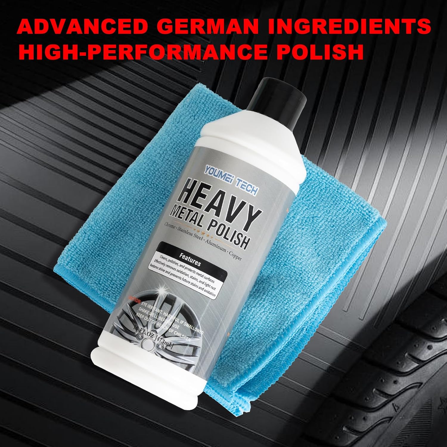 Metal Polish (16oz) & Chrome & Aluminum & Stainless Steel Polish, Multi Purpose Polish, Cleaner, Restorer and Protectant Compound for Metal Chrome Aluminum and Stainless Steel
