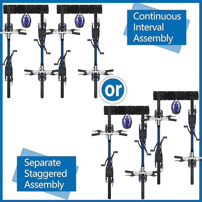 Sinoer Bike Storage Rack, Bike Storage Hanger, 4 Bikes + 3 Helmets Heavy Duty - Image 6