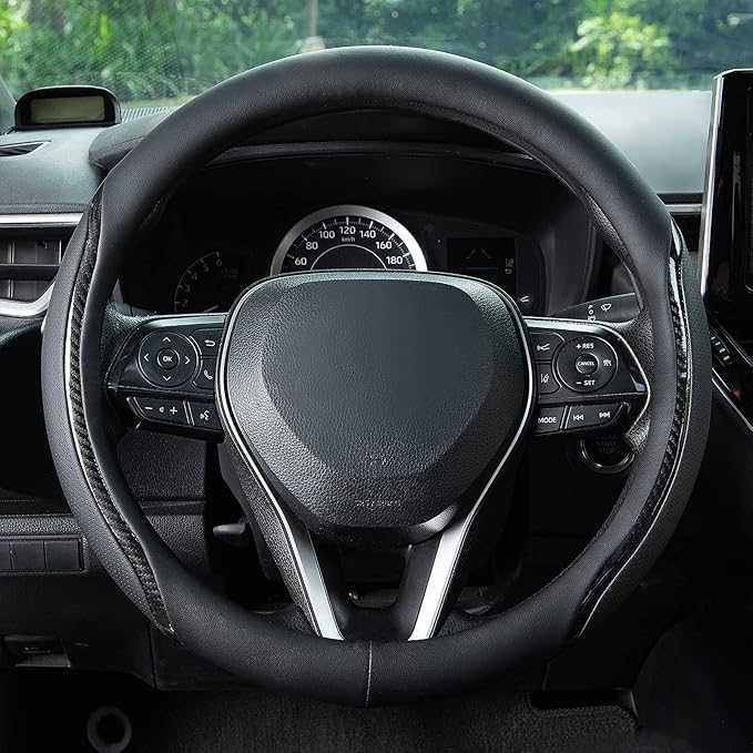 Car Steering Wheel Cover Black, 14-14.5 inch Steering Wheel Covers - Image 4