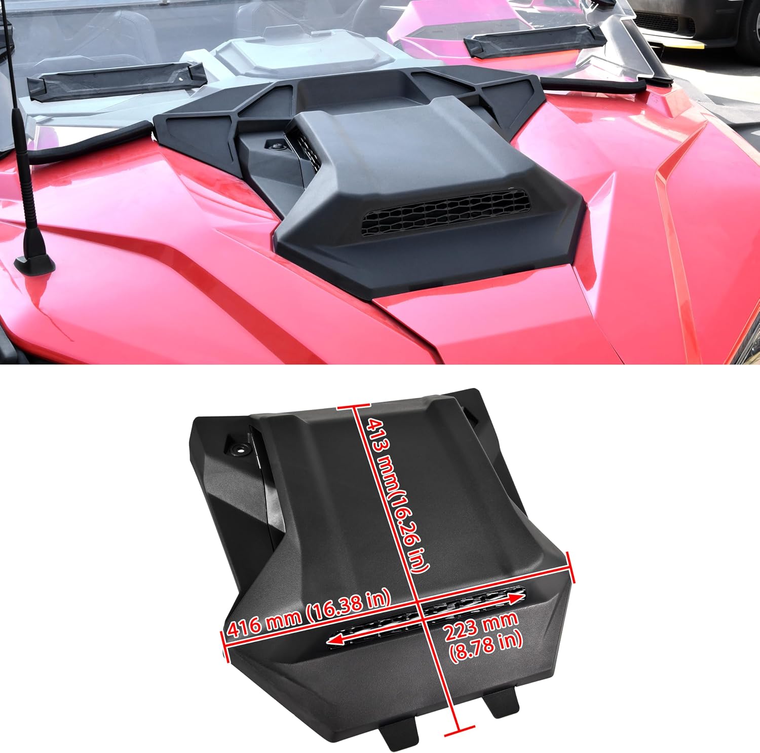 SAUTVS Turbo Hood for Polaris RZR PRO XP/PRO R/Turbo R 2020-2024 | Durable PP Material, Sport Turbo Hood Scoop Kit, Easy Installation, Large Vents, Fast Heat Dissipation