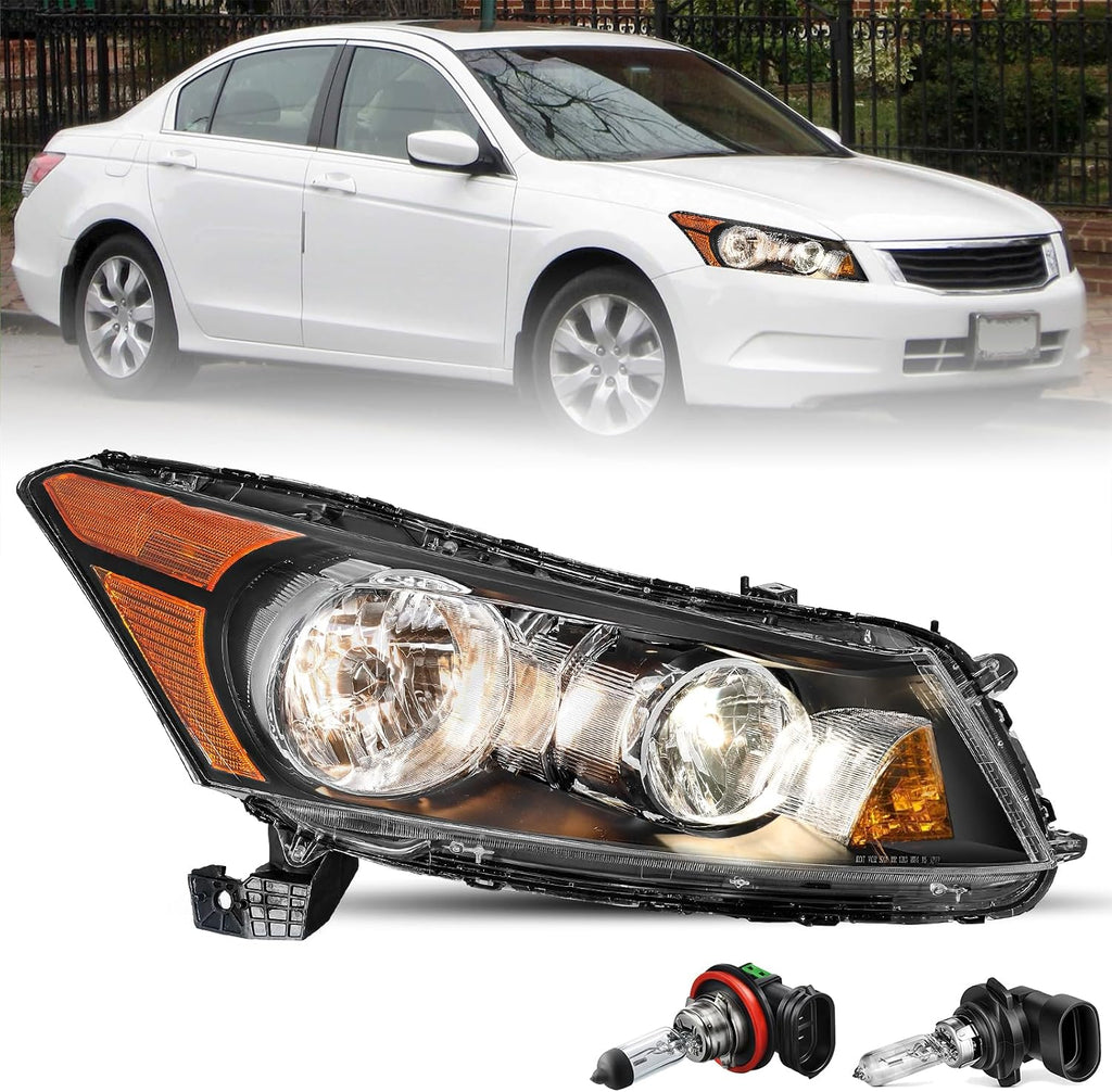 TUSDAR Headlight Assembly for 2008-2012 Honda Accord Sedan 4-Door LX LX-P HFP EX EX-L Factory Style Headlamp Passenger Side Bulbs Included