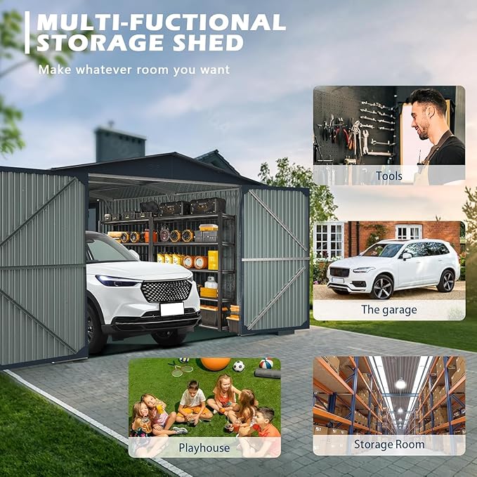 KUIKUI 20x13ft Heavy Duty Outdoor Garage Metal Shed, Sheds and Outdoor Storage - Image 7