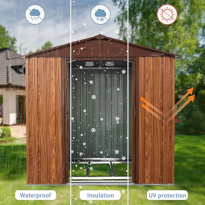 6x6 FT Outdoor Storage Shed, Metal Garden Shed - Image 2