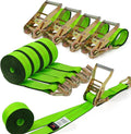 4 Pack 20ft Ratchet Straps Heavy Duty, 10,000 LBS Break Strength, 2" x 20' Heavy Duty Cargo Straps with Double J Hooks, Cargo Tie Down Straps Perfect for Truck, Trailers, Moving Appliances (Green)