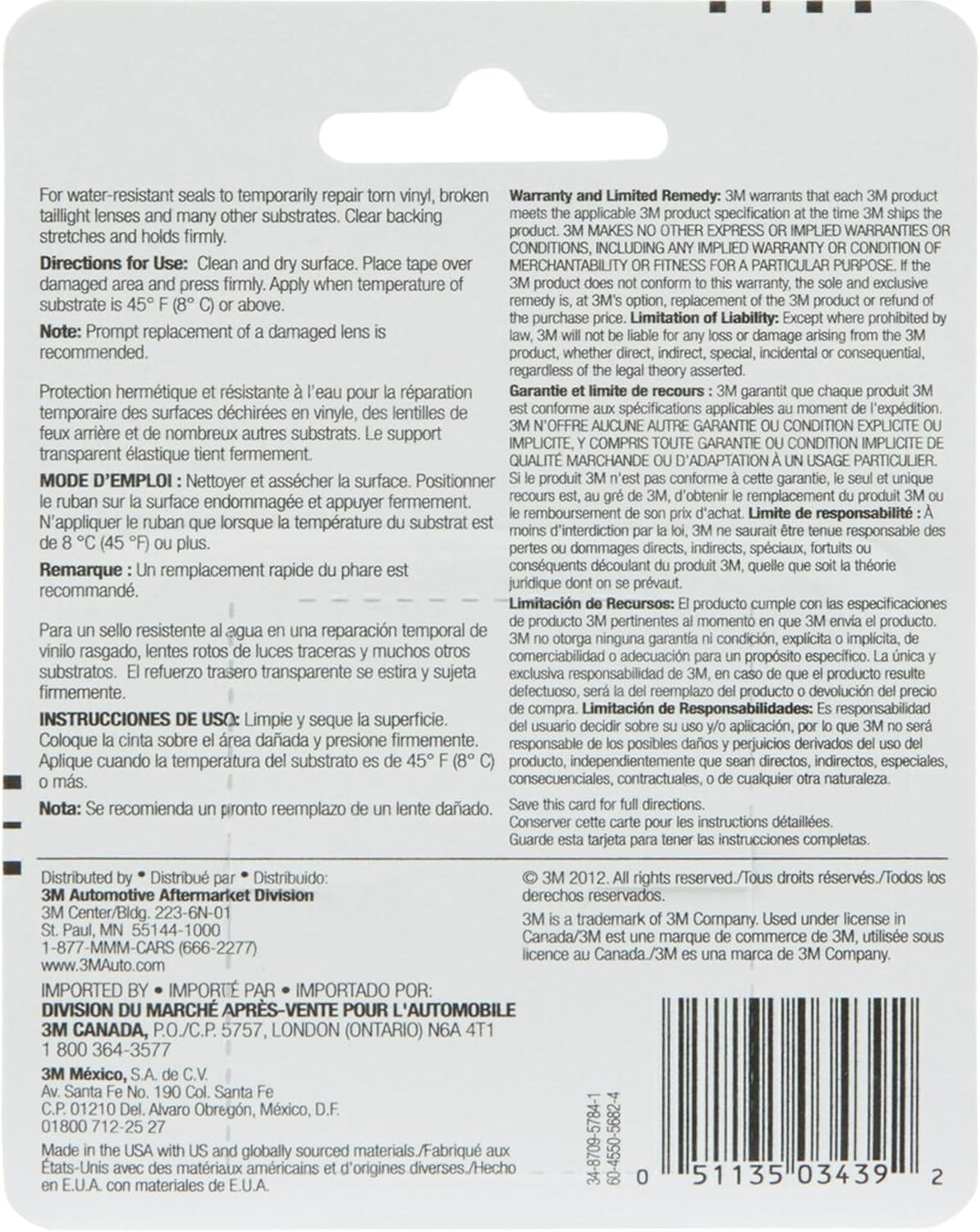 3M Clear Repair Tape, 03439, 1-1/2 in x 115 in