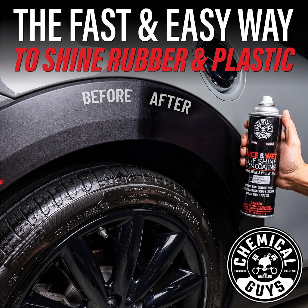 Chemical Guys TVDSPRAY101 Nice & Wet Tire Shine Trim Coating for Rubber, Plastic and Vinyl, Safe for Cars, Trucks, SUVs, Motorcycles, RVs & More, 14.5 fl oz