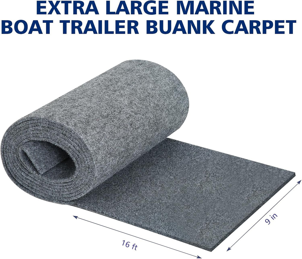 16in x 16ft Extra Large Boat Trailer Bunk Carpet - Marine Grade Padding for Boat Trailers Jet Ski Ramps Garages Docks Bunk Board Carpet