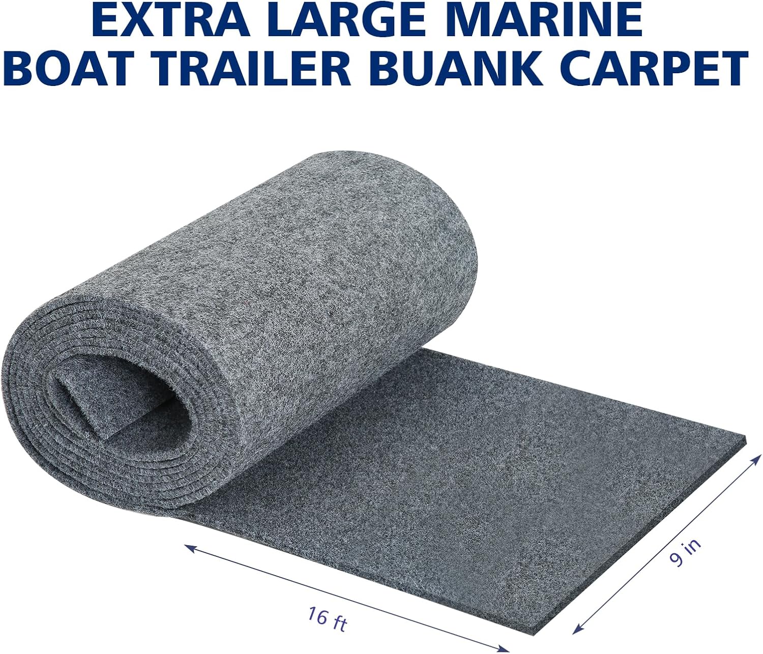 16in x 16ft Extra Large Boat Trailer Bunk Carpet - Marine Grade Padding for Boat Trailers Jet Ski Ramps Garages Docks Bunk Board Carpet
