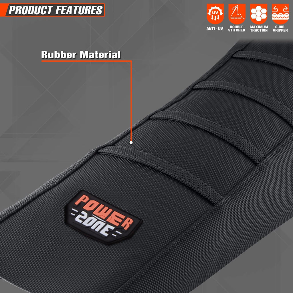 Universial Dirt Bike Seat Cover - Soft Ribbed Rubber Seat Covers for Motorcross Enduro (Black-2)