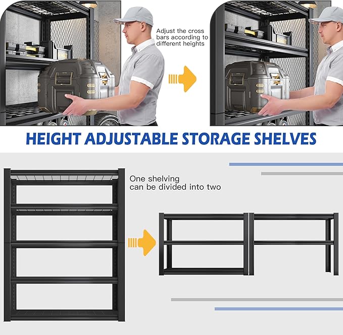 REIBII 3010LBS Storage Shelves 72" H Garage Shelving Heavy Duty Metal Shelving - Image 8