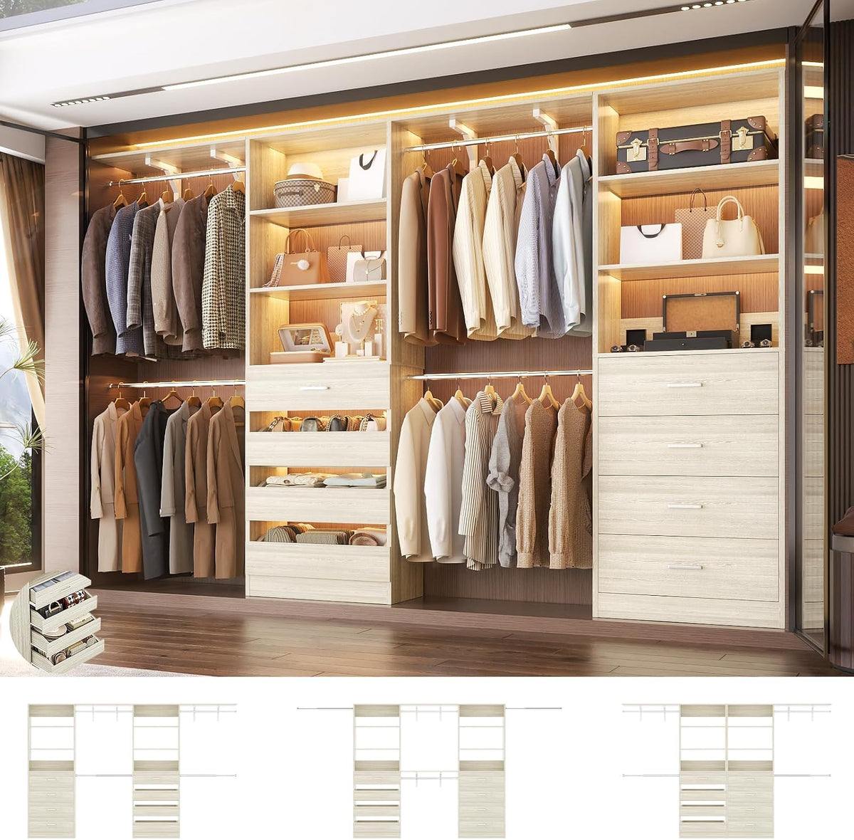 aheaplus closet system, wood closet organizer system with, main product view
