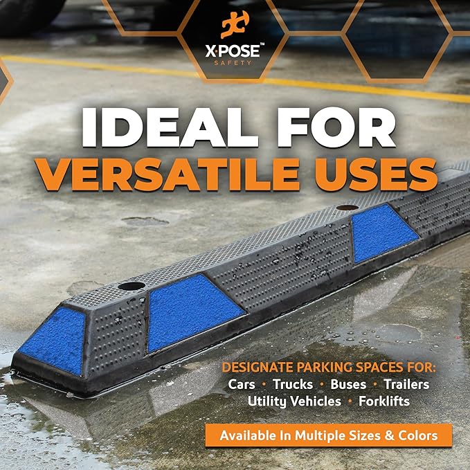 Xpose Safety 72" Heavy Duty Rubber Parking Stopper – 2 Pack Wheel Blocks - Image 6