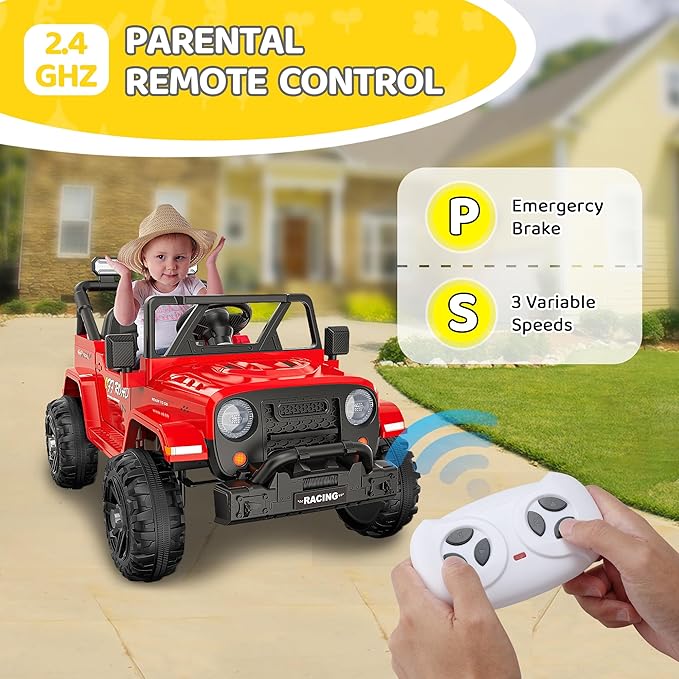 12V Ride On Truck Car with Remote Control, Kids Electric Vehicles with - Image 3