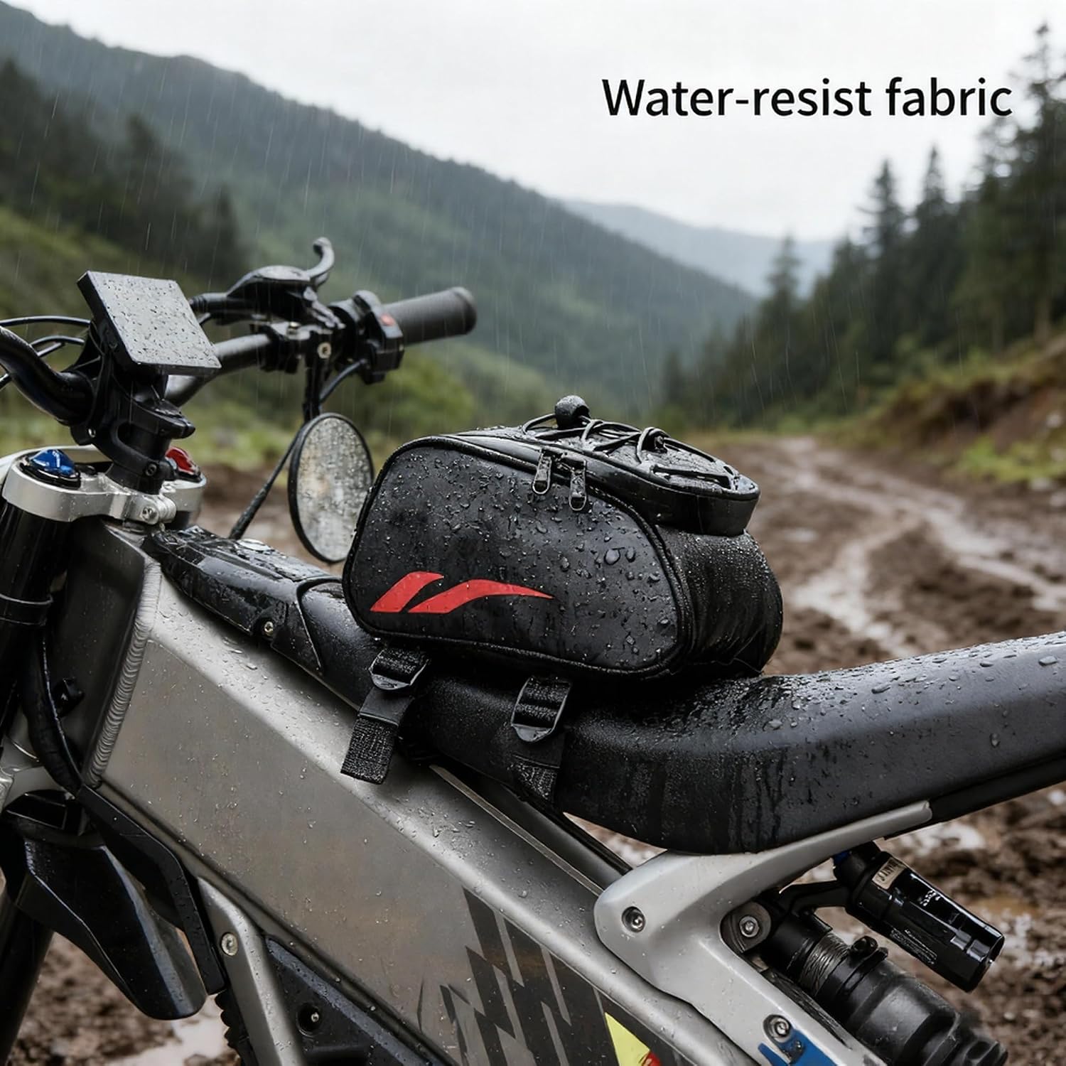 KEMIMOTO Dirt Bike Frame Bag, Waterproof Front Battery Bag Storage Pouch Compatible with Sur-Ron Light Bee X, S X160, X260 Soleil 01 E-Ride Pro SS/S ridstar q20 Talaria E-Bike,Dual Sport 2.5L Silver