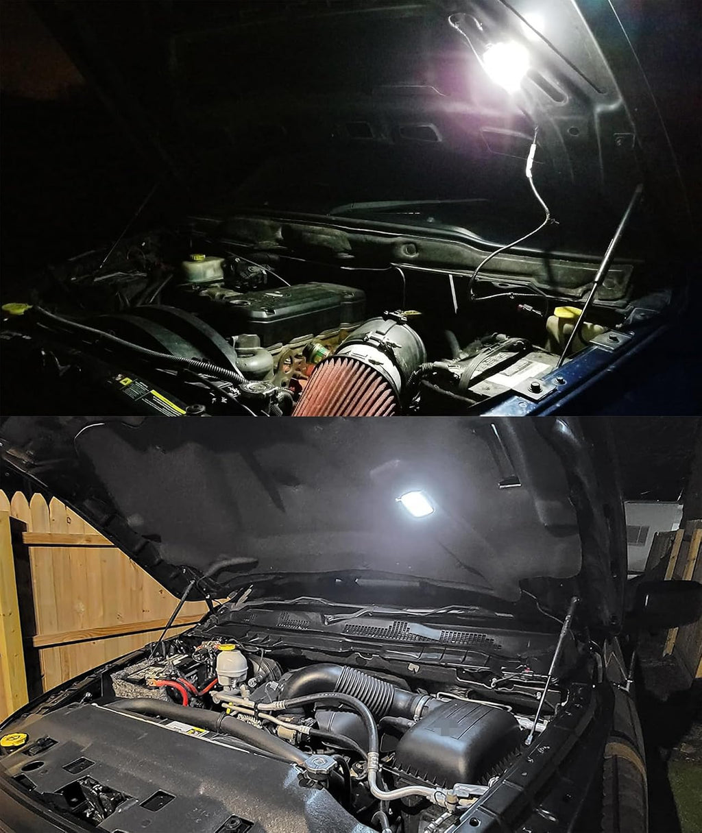 iJDMTOY Super Bright White 18-SMD Full LED Under Hood Light w/5ft Power Cord Harness Compatible With Chevy/GMC Silverado/Sierra, Suburban/Tahoe Avalanche Trailblazer Yukon Envoy; Cadillac Escalade