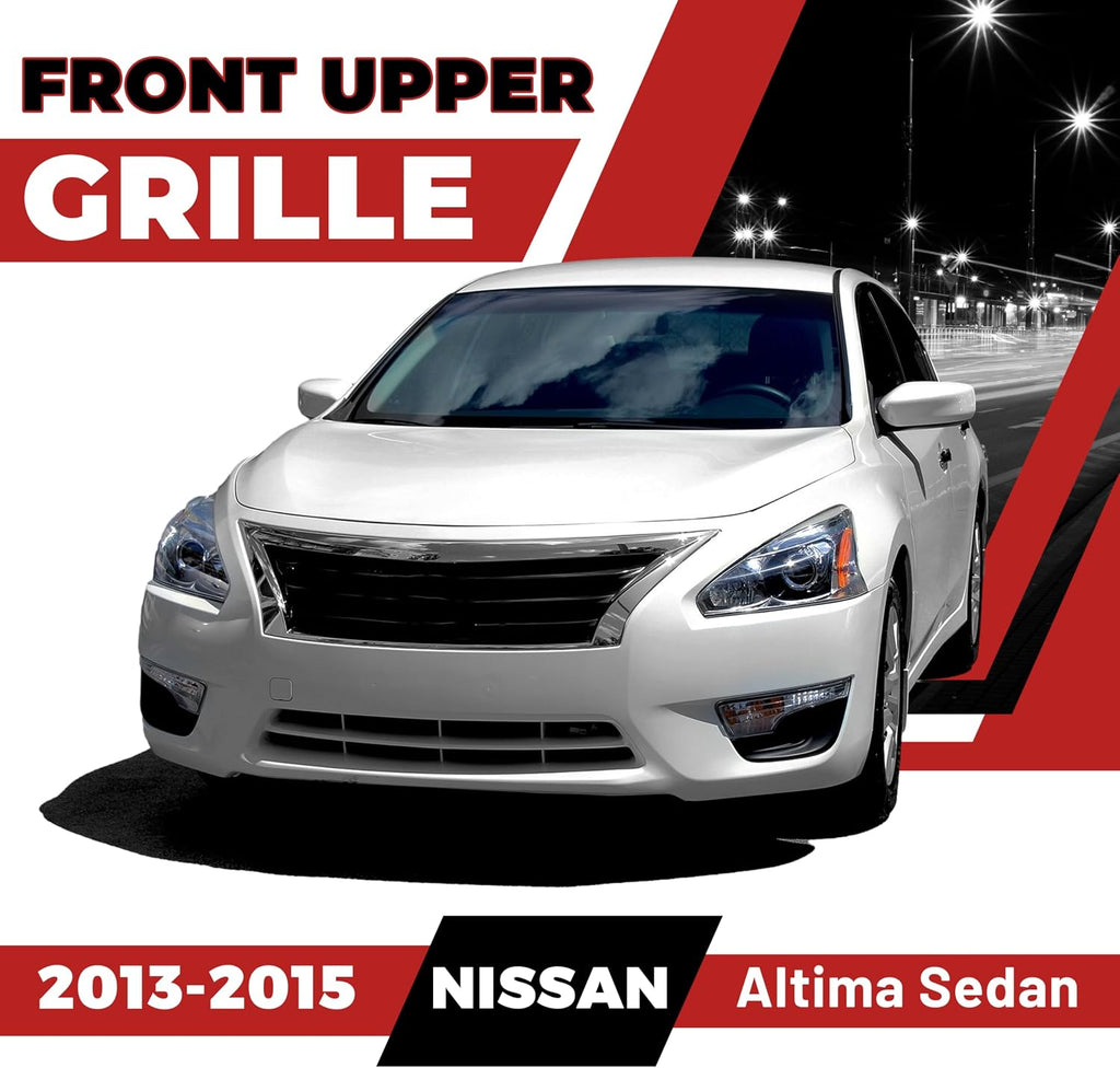 HECASA Front Bumper Grill Upper Grille Compatible with 2013 2014 2015 Nissan Altima Sedan Replacement for 623103TA0A NI1200250 Insert Plastic(ABS)
