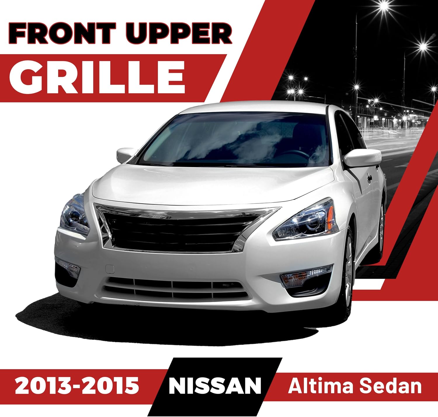 HECASA Front Bumper Grill Upper Grille Compatible with 2013 2014 2015 Nissan Altima Sedan Replacement for 623103TA0A NI1200250 Insert Plastic(ABS)