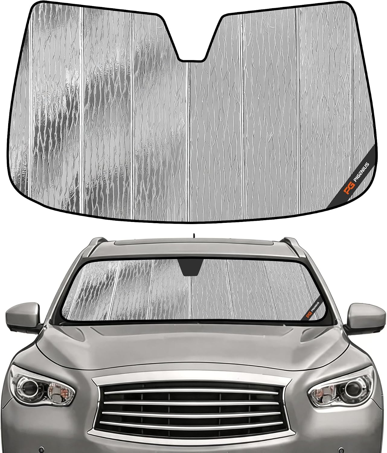 Pigenius Windshield Sun Shade for Infiniti QX60 2014-2021, JX35 2013 Front Window Sunshade - AstraGuard