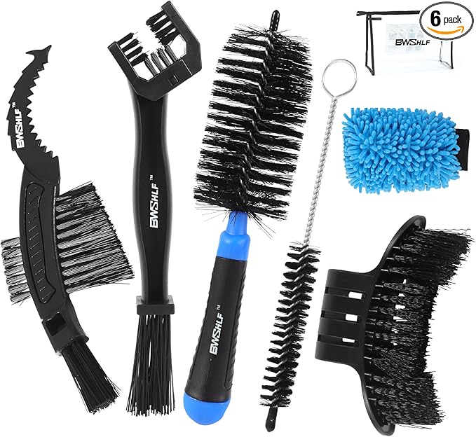 BWSHLF Bike Cleaning Kit with 1 Storage Bag, 5 Brushes by BWSHLF