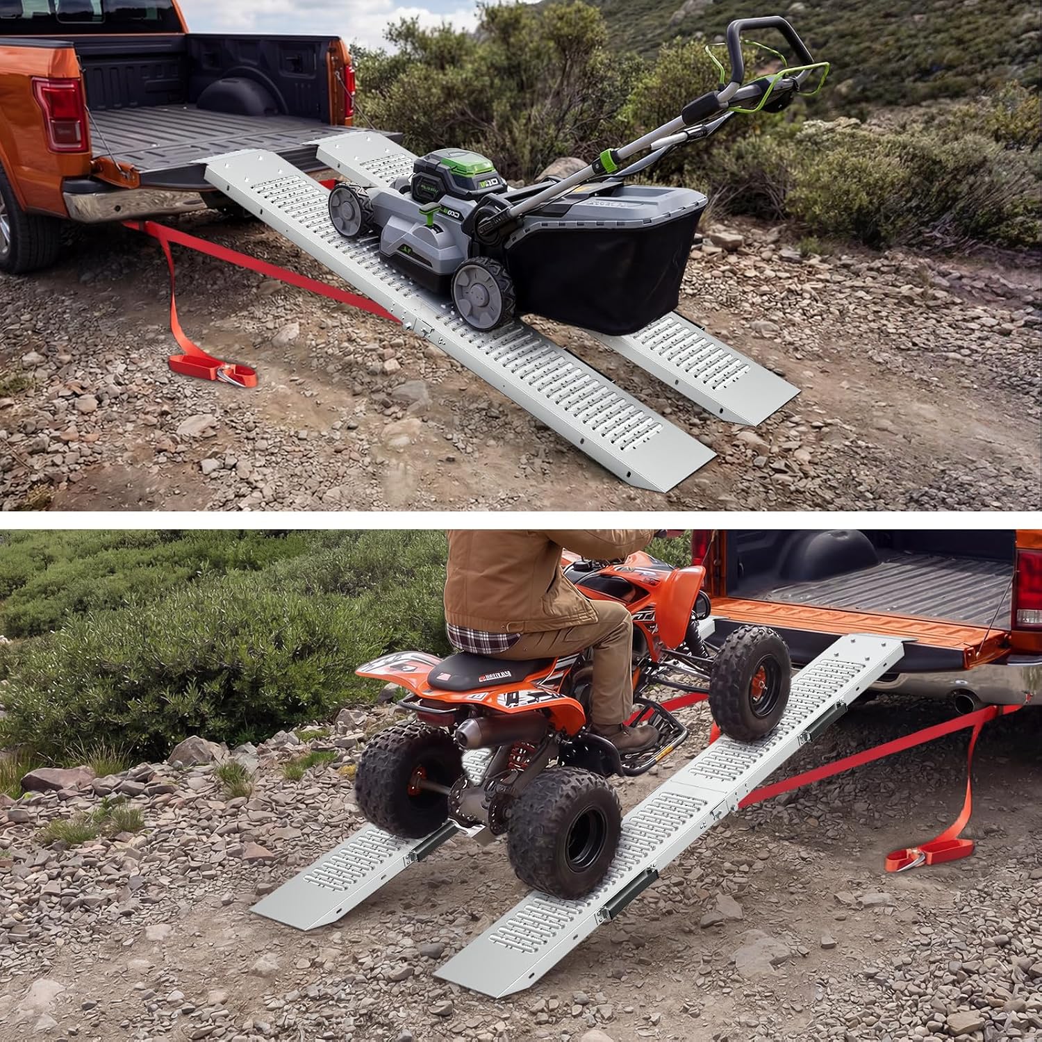 Truck Ramps 75" 1500 LBS 2 Pack, Extra Heavy Duty Loading Ramps for Lawn Mower, Portabe Non Slip Motorcycle Ramps for Pickup Trucks, ATV, Dirt Bikes, UTV
