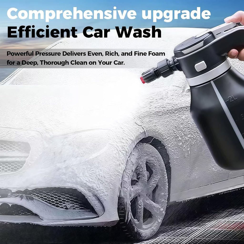 Electric Foam Sprayer,2L Portable Rechargeable Cordless Pressurized Spray Foam Cannon, Easy Clean & Acid Resistant for Car Wash Detailing Garden Black (Electric Foam Sprayer 1.0)