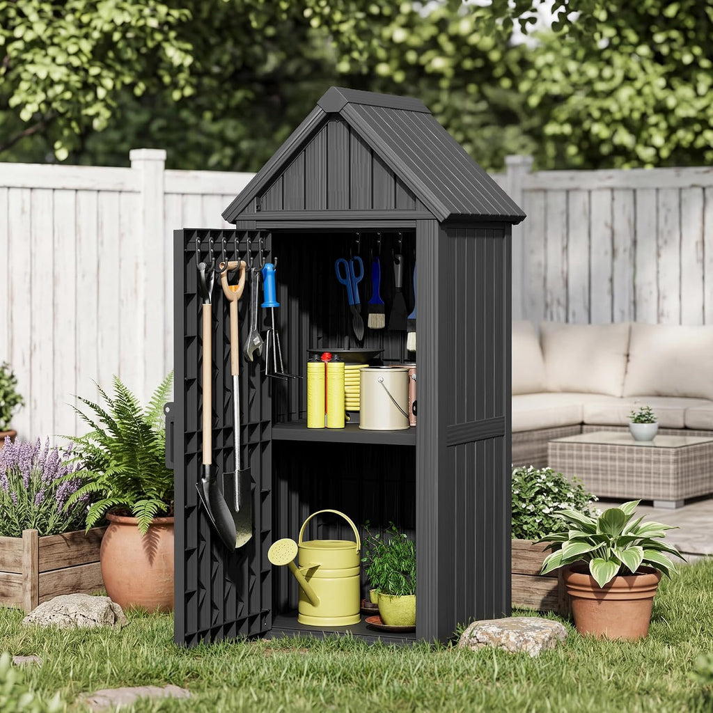 fancyango outdoor resin storage cabinet sturdy all-weather shed, main product view