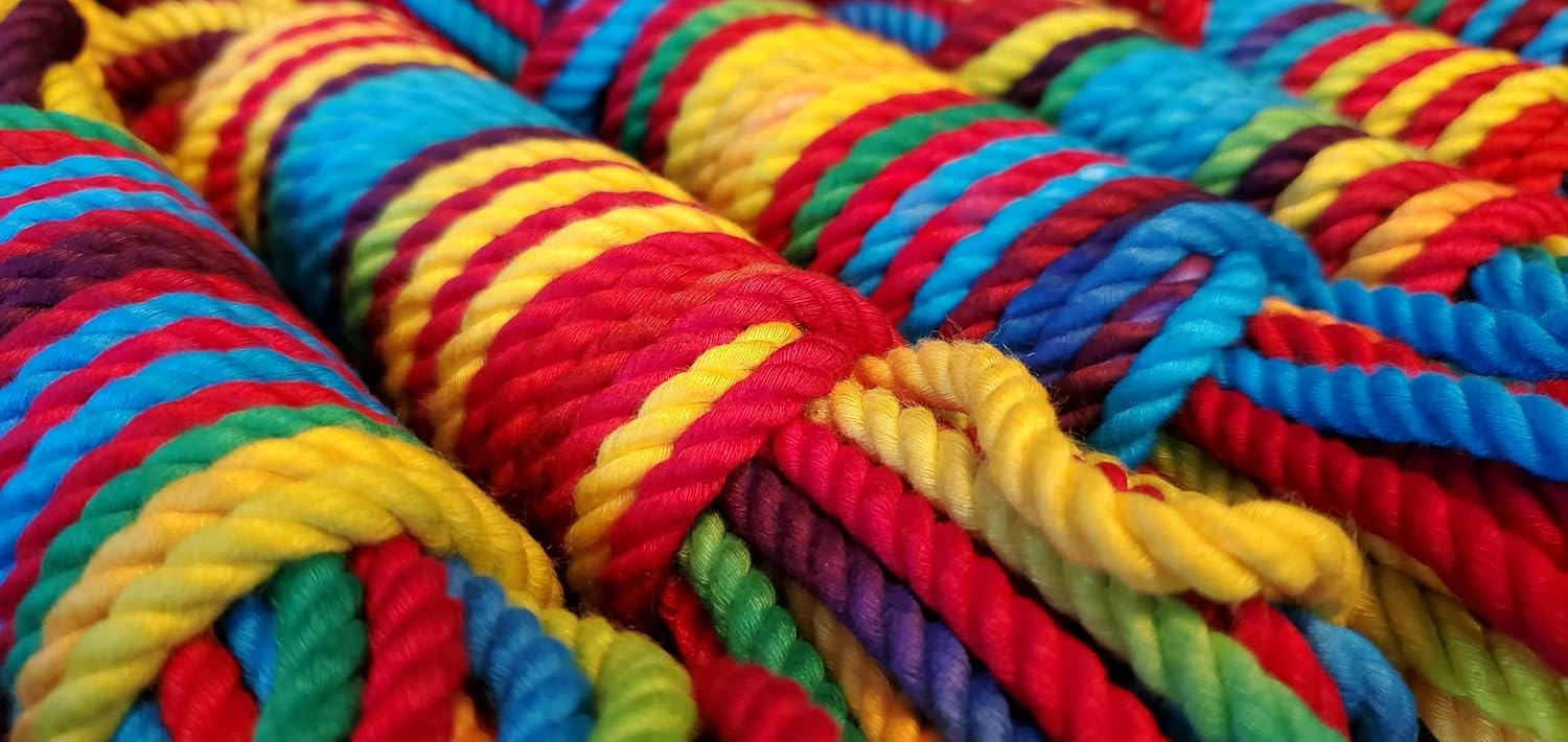 32 Foot Rainbow Bamboo Rope | Braided 1/4 Inch | Stronger Than Jute, Soft Like Silk