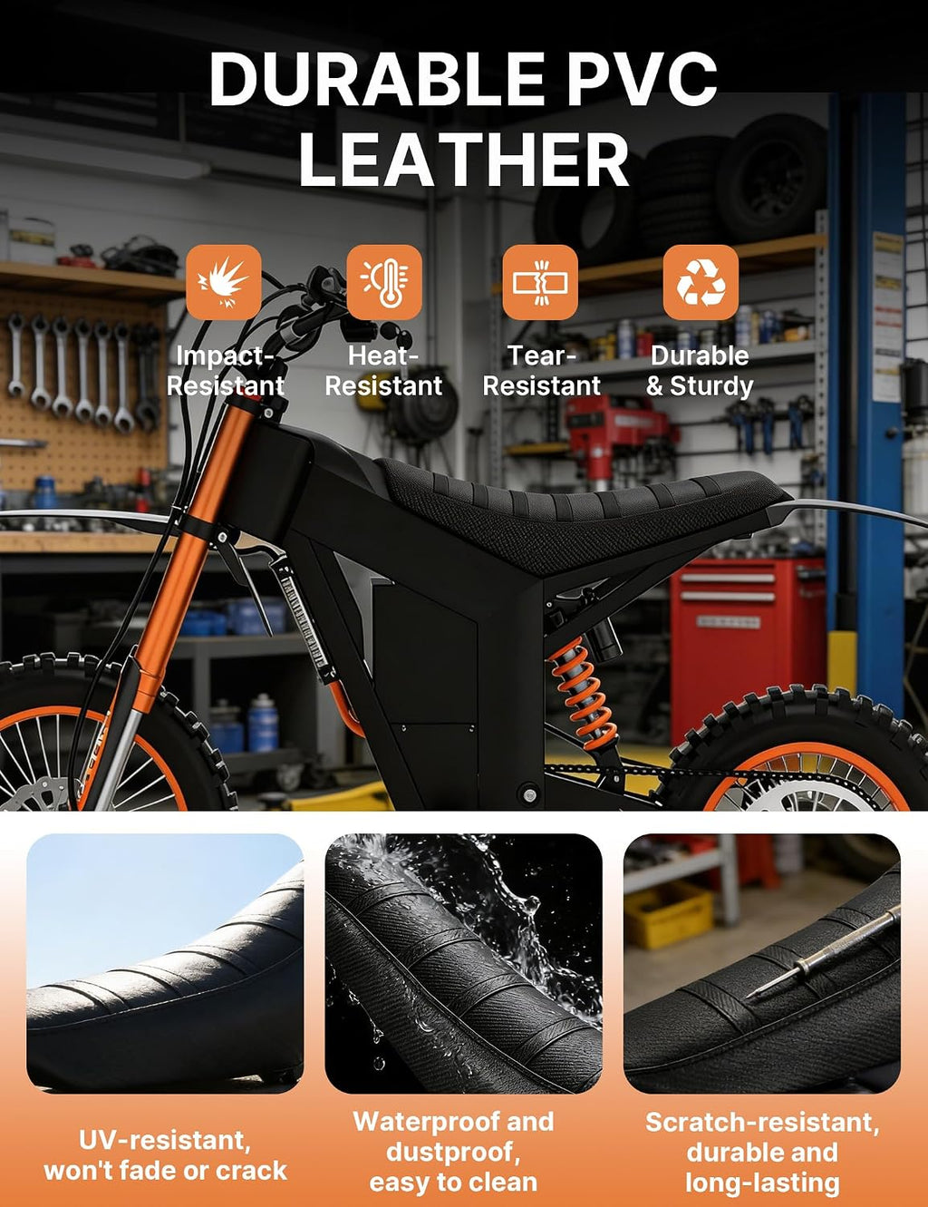Ebike Seat Cover for Tuttio Soleil01 Electric Dirt Bike, Anti-Slip and Waterproof, Thickened Seat Cover for Yozma in 10 Electric Motorcycle, Ebike Upgraded Replacement Part, Black