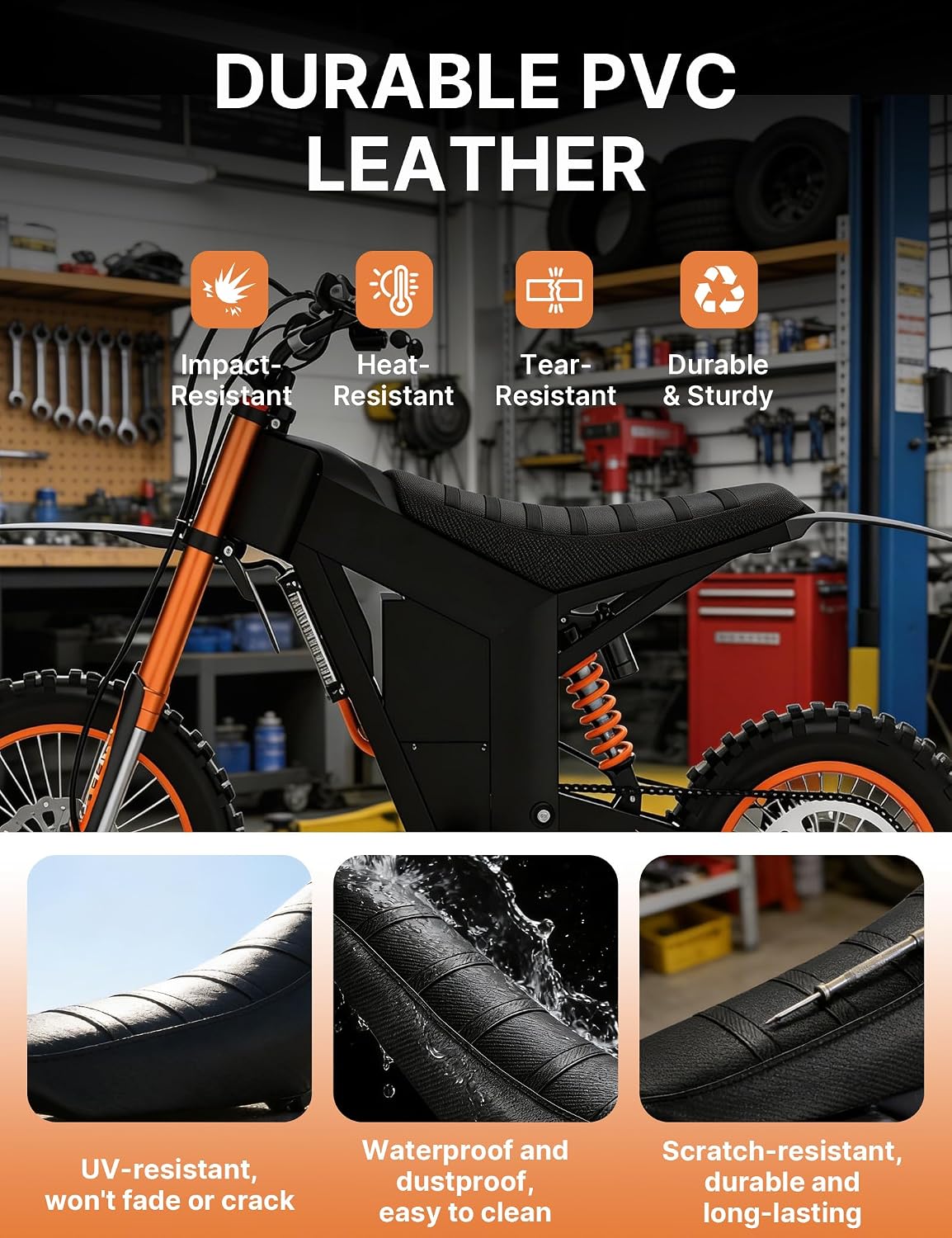 Ebike Seat Cover for Tuttio Soleil01 Electric Dirt Bike, Anti-Slip and Waterproof, Thickened Seat Cover for Yozma in 10 Electric Motorcycle, Ebike Upgraded Replacement Part, Black