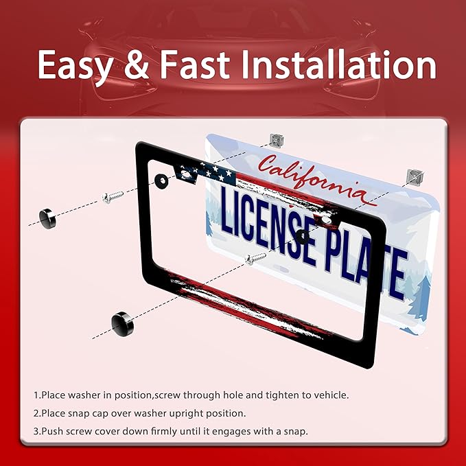 Personalized License Plate Frame American Flag Stainless Steel Accessory - Image 4