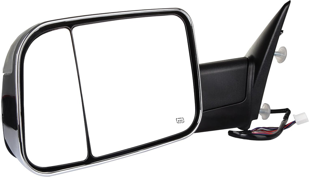 A Pair Heated Towing Mirrors Fits 2009-2010 for Dodge for Ram 1500 2011-2016 for Ram 1500 2500 3500 Chrome, Power Adjusted View Mirror with Turn Signal Indicator