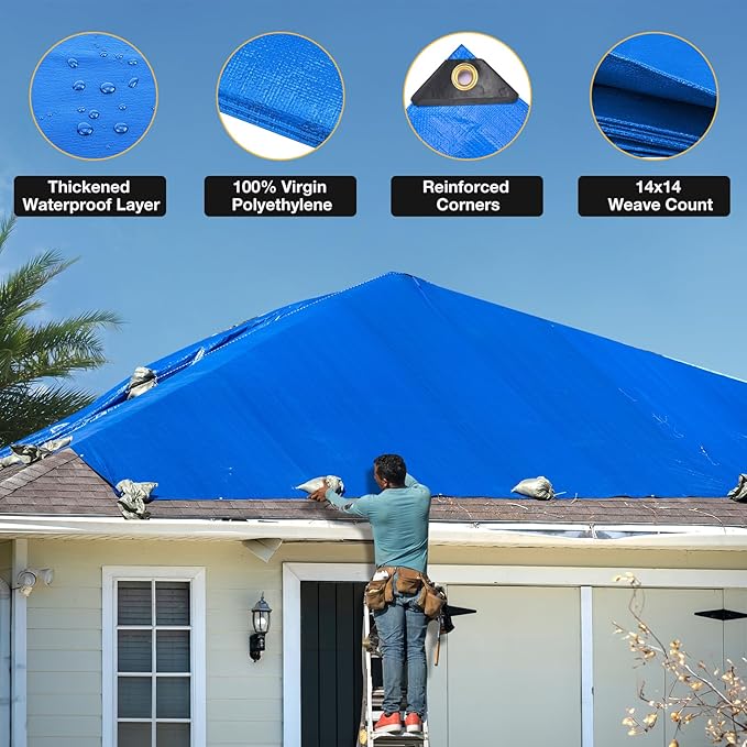 Tarp 20x30 Feet 14 Mil Heavy Duty Waterproof Tarp, Large Multipurpose Cover - Image 3