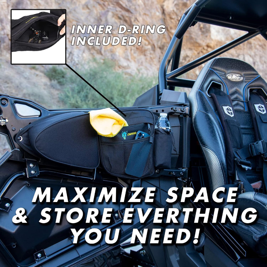 RZR Side Door Bags, Chupacabra Offroad Front Door Side Storage Bag Set w/Knee Pad for 2014 2015 2016 2017 2018 2019 2020 Polaris RZR XP Turbo Turbo S 1000 S900 (Install Video Included)